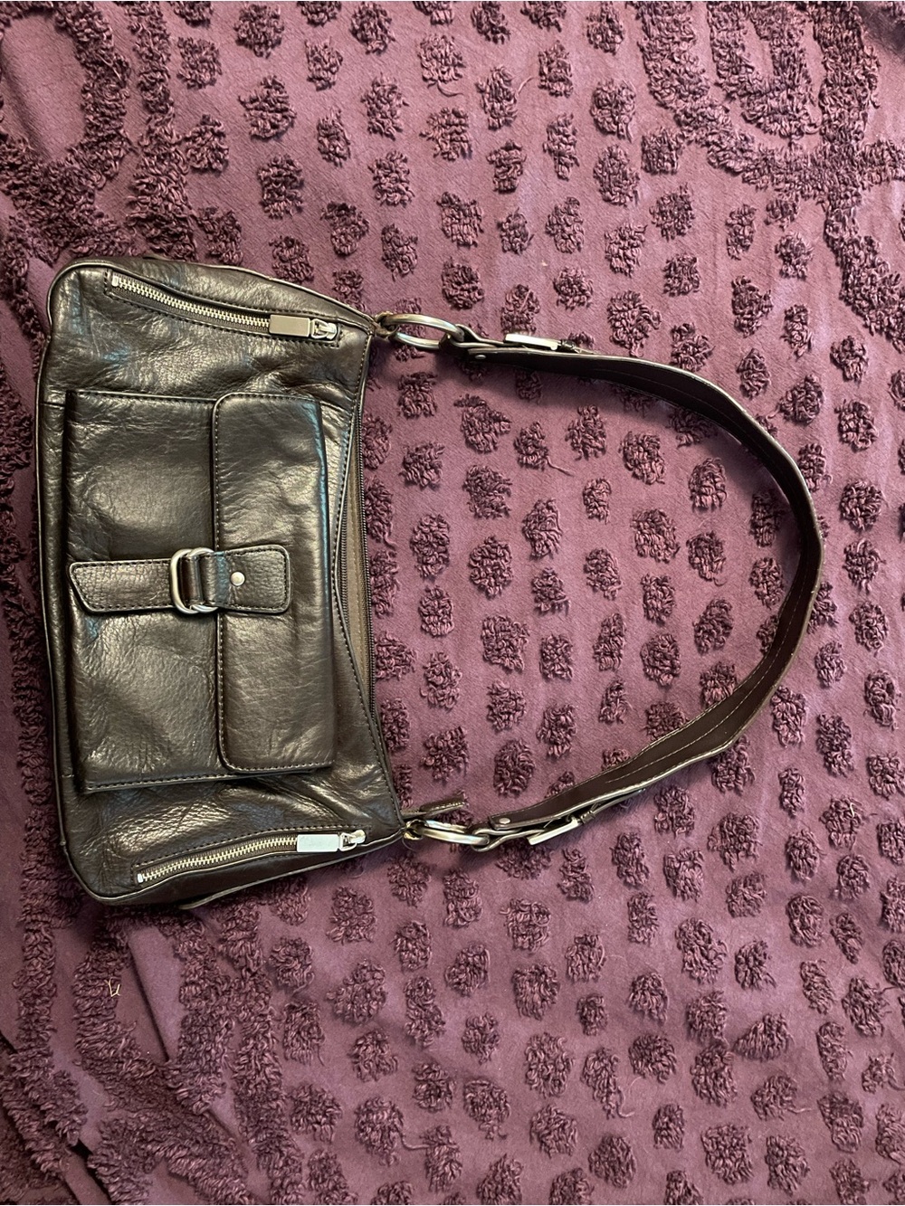 Preston & York Black Leather Shoulder Bag
